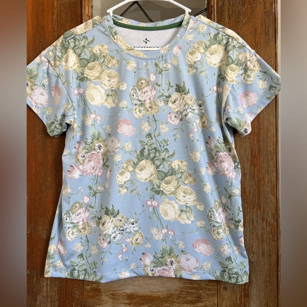 Tuckernuck TNUCK Sport Breezy Blue Chintz Boyfriend Shirt